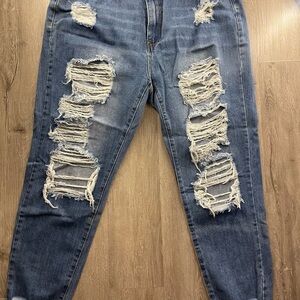 Missguided Plus Distressed Ripped Jeans Womens US 16 Blue High Rise Skinny Denim